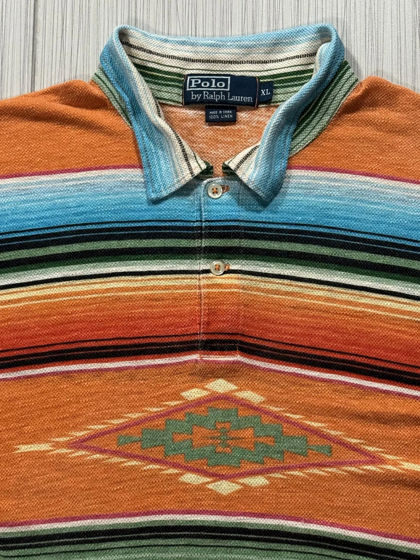 Vintage Polo Ralph Lauren Aztec Linen Rugby (Size XL) — RootsBK